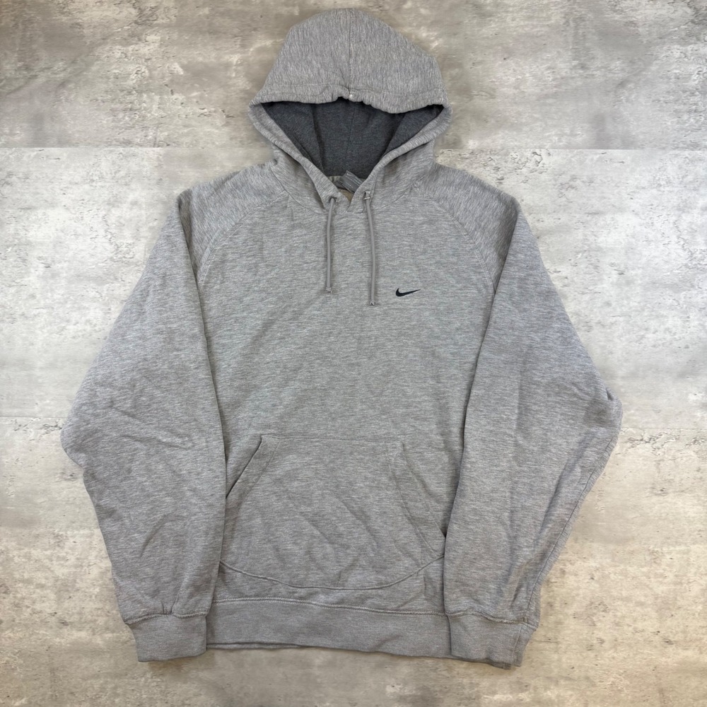 Nike Mens Heather Gray Pullover Hoodie Raglan Fleece Sweatshirt Size L